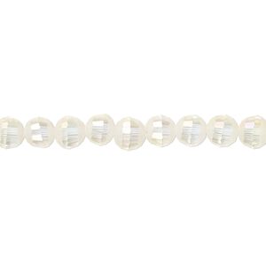 Bead 1pk 96 facets translucent crystal opal AB half-matte, Celestial Crystal&reg; 6mm round 8 inch