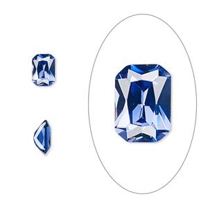 Gem, cubic zirconia, spinel blue, 7x5mm faceted emerald-cut, Mohs hardness 8-1/2. Sold per pkg of 2.