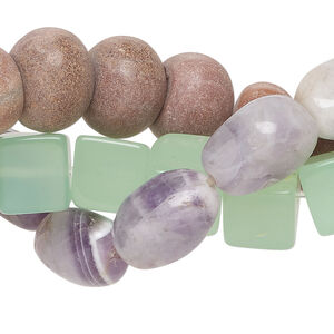 Multi-gemstone 1pkg3, mixed shape bead 15 inch mix 6x4mm-43mm