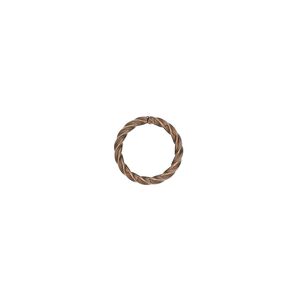 Jump ring 1pkg500 copper-plated, 10mm twisted round, 16 gauge / 7.7mm inside diameter / brass / antique