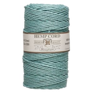 Cord, Hemptique&reg;, polished hemp, light blue, 1.8mm, 48-pound test. Sold per 205-foot spool.