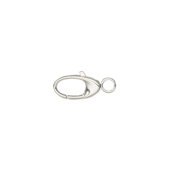 Clasp lobster claw 1pkg1 sterling silver, 10x5mm swivel oval, 1-strand image number 0