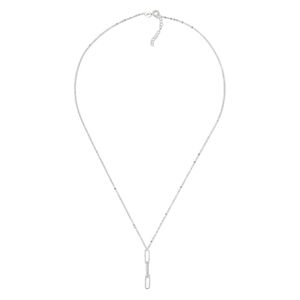 Chain 1pkg1 sterling silver 3-link drop, 32x4mm necklace component / springring clasp, clear cubic zirconia 18 inch