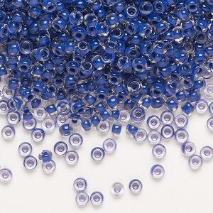 Seed bead, Preciosa Ornela Czech glass, pkg/50g, #8 rocaille, transparent terra intensive violet-lined clear, (08A28).
