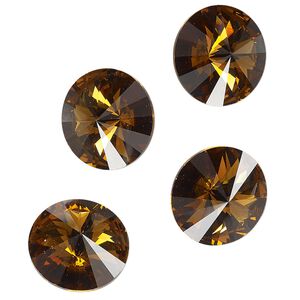 Chaton, topaz, foil back, 16mm faceted rivoli. Sold per pkg of 4.