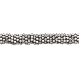 Bead 1pkg0.25troyoz sterling silver, 6x1mm beaded rondelle, antiqued