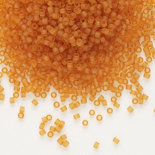 Seed bead, Delica&reg;, glass, pkg/250g, #11 round, translucent matte marigold (DB-1261). image number 0