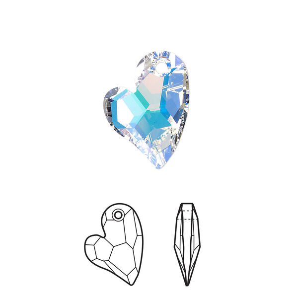 Drop 48pk crystal AB, Swarovski&reg; 17x13mm pendant asymmetrical heart 6261 image number 0