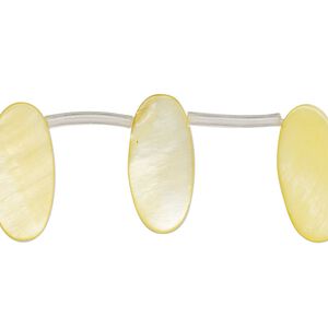 Mother-of-pearl shell 1pkg1, top-drilled flat oval bead 14 inch yellow 18x6mm-19x9mm