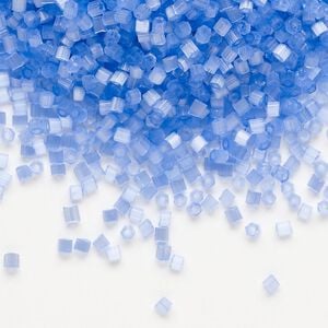 Seed bead, Preciosa Ornela Czech glass, pkg/500g, #11 2-cut hex, translucent solgel dyed satin blue, (05131).