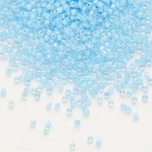 Seed bead, Delica&reg;, glass, pkg/250g, #11 round, translucent luminous inside dyed color blue (DB-2039).