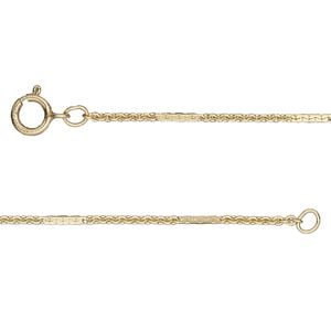 Chain 1pkg1 14Kt gold-filled bar & link, 1.4mm dapped / springring clasp, Gossamer&trade; 18 inch