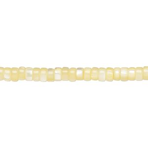 Mother-of-pearl shell 1pkg1, heishi bead 15.5 to 16 inch yellow 3x2mm