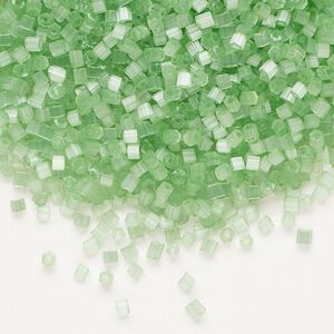 Seed bead, Preciosa Ornela Czech glass, pkg/500g, #11 2-cut hex, translucent solgel dyed satin green, (05161).