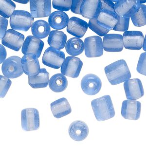 Bead, glass, translucent light blue, 7mm round tube. Sold per 2-ounce pkg of approximately 165 beads.