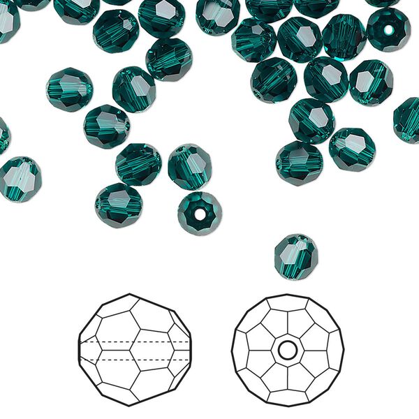 Bead 144pk emerald, Crystal Passions&reg; 5mm round 5000 image number 0