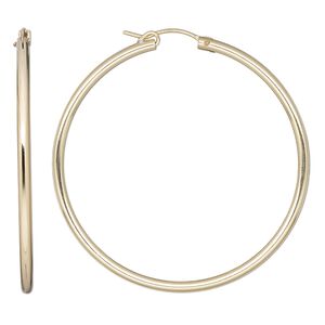 Earring, Create Compliments&reg;, 14Kt gold-filled, 50mm flexible round hoop with latch-back closure. Sold per pair.