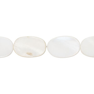 Mother-of-pearl shell 1pkg1, flat oval bead 15 inch white 14x10mm-15x10mm