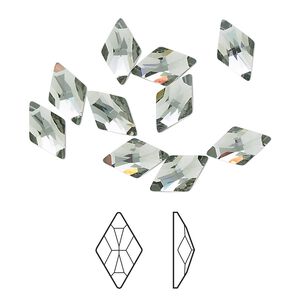 Flat back 144pk black diamond foil back, Crystal Passions&reg; 10x6mm rhombus 2709