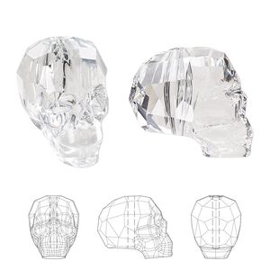 Bead 12pk crystal, Swarovski&reg; 19x18mm skull 5750