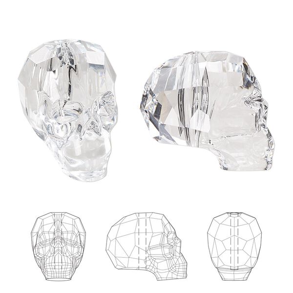 Bead 12pk crystal, Swarovski&reg; 19x18mm skull 5750 image number 0