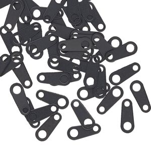 Chain tab 1pkg50 black-finished, 10x4mm, brass