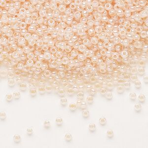 Seed bead, Dyna-Mites&trade;, glass, pkg/1/2kg, #11 round, opaque ceylon pastel peach, (332 11/0 RR).