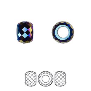 Bead 12pk jet shimmer 2X, Swarovski&reg; 11x7.75mm briolette XXL hole 5043