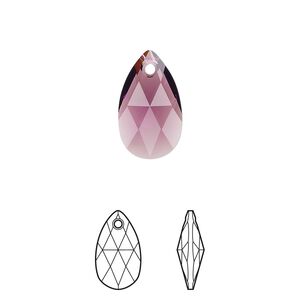 Drop 144pk amethyst, Swarovski&reg; 16x9mm pendant pear 6106