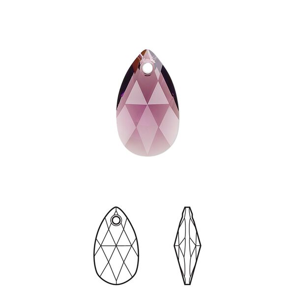 Drop 144pk amethyst, Swarovski&reg; 16x9mm pendant pear 6106 image number 0