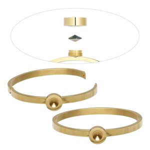 Bracelet, Almost Instant Jewelry&reg;, hinged bangle, gold-finished stainless steel, 6mm wide with SS39 rivoli bezel setting, 7-1/2 inches. Sold individually.