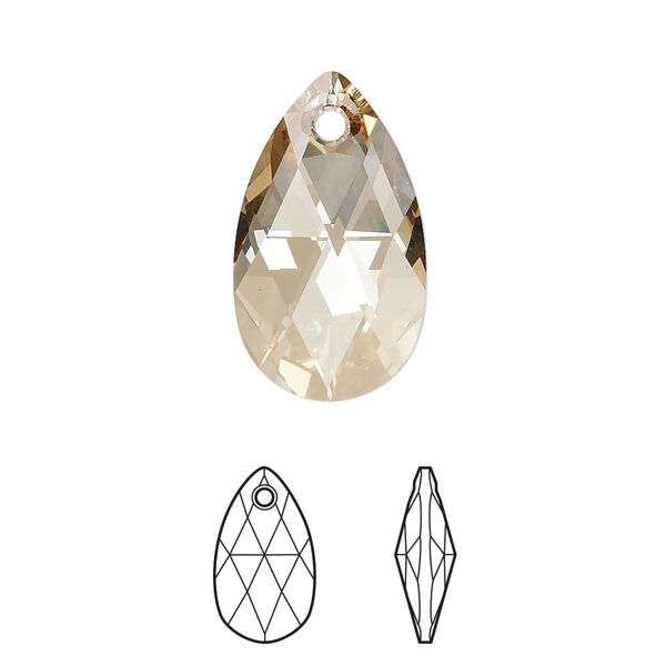 Drop 1pk crystal golden shadow, Crystal Passions&reg; 22x13mm pendant pear 6106 image number 0