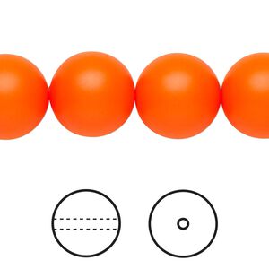Pearl 10pk neon orange, Crystal Passions&reg; 14mm round 5811
