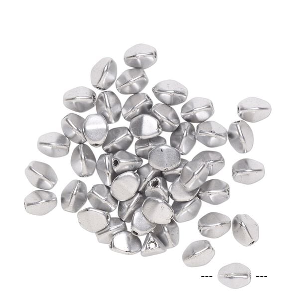 Bead, Preciosa, Czech pressed glass, opaque satin silver, 5x4mm buckwheat. Sold per pkg of 50. image number 0