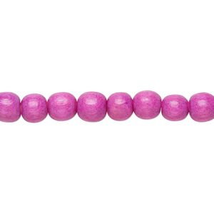 Bead 1pkg1, Taiwanese cheesewood (dyed / waxed), light purple, 5-6mm round, 15-1/2 to 16 inches.