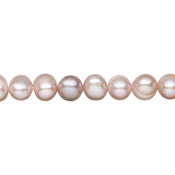 Freshwater pearl 1pkg1, semi-round, 14 inch mauve, peach and silver peacock 6-8mm cultured image number 0
