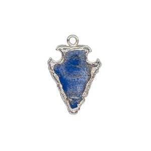 Drop 1pkg1, electroplated sterling silver and lapis lazuli (natural), 20x15mm hand-cut arrowhead