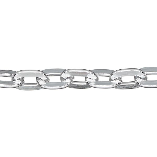 Chain 1pkg1 cable, 7.5mm flat, aluminum / anodized silver 25 foot unfinished image number 0