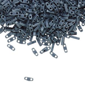 Seed bead, TILA&reg;, glass, pkg/5g, 5x1.2mm quarter tila rectangle, opaque matte gunmetal blue, (QTL-2001).