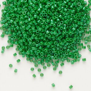 Seed bead, Delica&reg; 1pkg50g glass, #11 round, opaque kelly green / outside dyed (DB-0655)