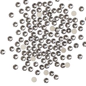 Flat back 144pk rose foil back, Crystal Passions&reg; 2.5-2.7mm black diamond round SS9 2058