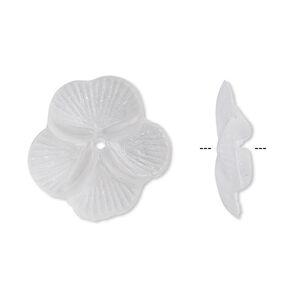 Component, acrylic, translucent frosted clear, 20x5mm flower. Sold per pkg of 100.