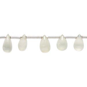 Prehnite 1pkg18, hand-cut top-drilled teardrop bead natural 8x4mm-11x7mm