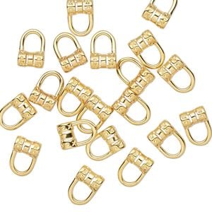 Crimp, gold-plated brass, 8x5mm tube with loop, 2mm inside diameter. Sold per pkg of 20.