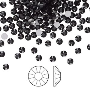 Flat back 144pk jet foil back, Preciosa Viva 12&reg; Czech crystal rhinestone 3-3.2mm chaton rose round SS12