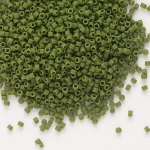 Seed bead, Delica&reg;, glass, pkg/250g, #11 round, opaque matte avocado (DB-1585).