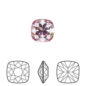 Fancy stone 72pk light rose foil back, Swarovski&reg; 12mm cushion 4470