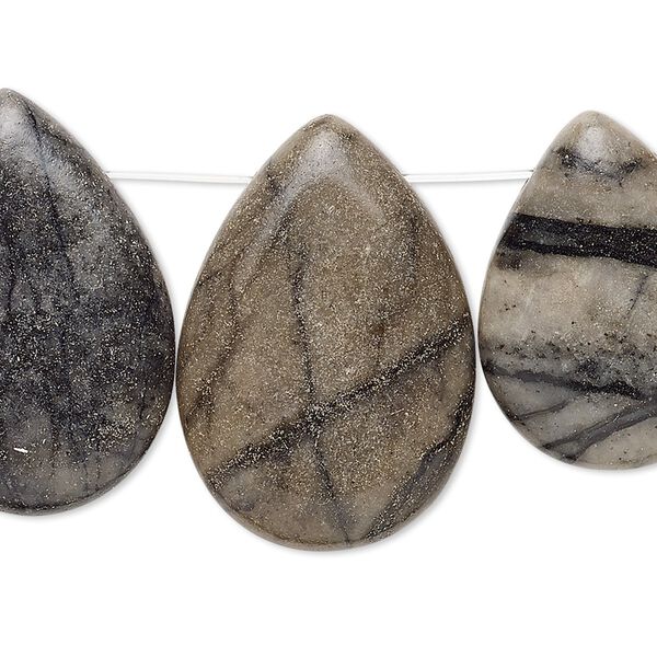 Picasso marble 1pkg4, flat teardrop focal / drop natural mix 24x18mm-31x21mm image number 0