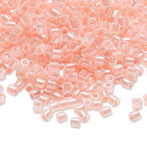 Seed bead, Delica&reg;, glass, pkg/50g, #8 round, opaque inside dyed color luster pink (DBL-0244).