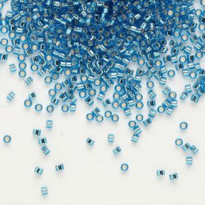 Seed bead, Delica&reg;, glass, pkg/250g, #11 round, transparent silver-lined Capri blue (DB-0149).